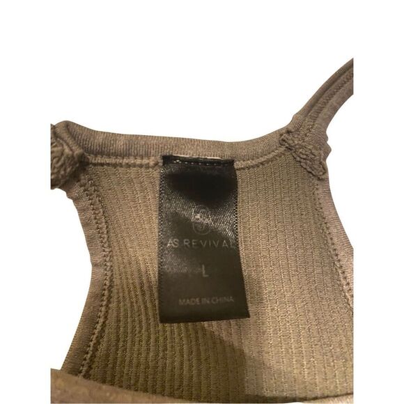 AS Revival Ribbed Racerback Cropped Cami Tank Top Crop Workout Sleepwear - Picture 7 of 12